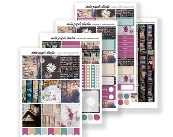 Books and Tea / Planner Sticker Kit / Erin Condren / Photography / Functional / Book Worm / Flowers / Bookstore / Reading / Read