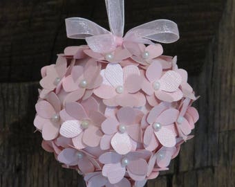 Christmas flowers hydrangea pale pink iridescent and pearl beads