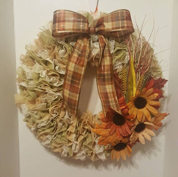 Fall Shelf Liner Wreath Autumn Wreath Sunflower Wreath
