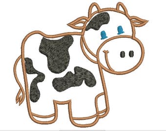 Little Cow Applique Embroidery Design Cow Applique Machine Embroidery Design Cute Machine Embroidery Digitized Design - Instant Download