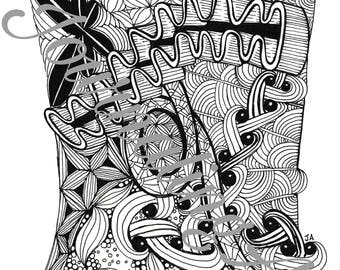 4:20 Time to Burn Adult Coloring Page by The Artful Maker