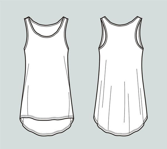 Tank top vector fashion flat sketch Adobe Illustrator design