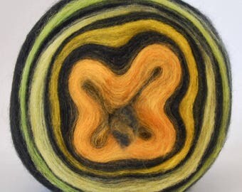 CITRUS- Self Striping Spontaneous Spinning Roving Bullseye Bump - (5.3 oz. center-pull bump)