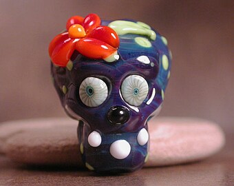 Lampwork Day of the Dead Sugar Skull Glass Focal Bead Divine Spark Designs SRA