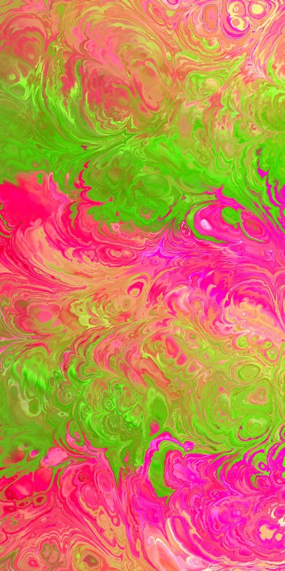 Artist Made Pink Green Swirls Abstract Chiffon Kaftan Fabric Apparel Sheer Home Decor Sheer