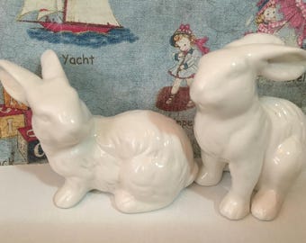 VERY RARE Vintage Antique Rabbits Bunnies Couple, Paperweights, Bookends, or Figurine Collectibles