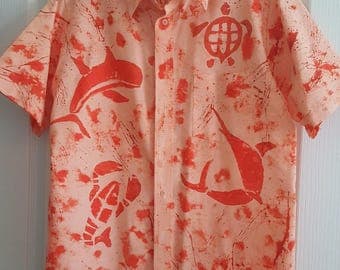 Handpainted Men's button down shirt