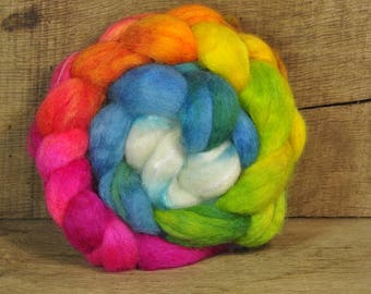 BFL Wool / Sparkly Nylon Top - 'Bright Rainbow'