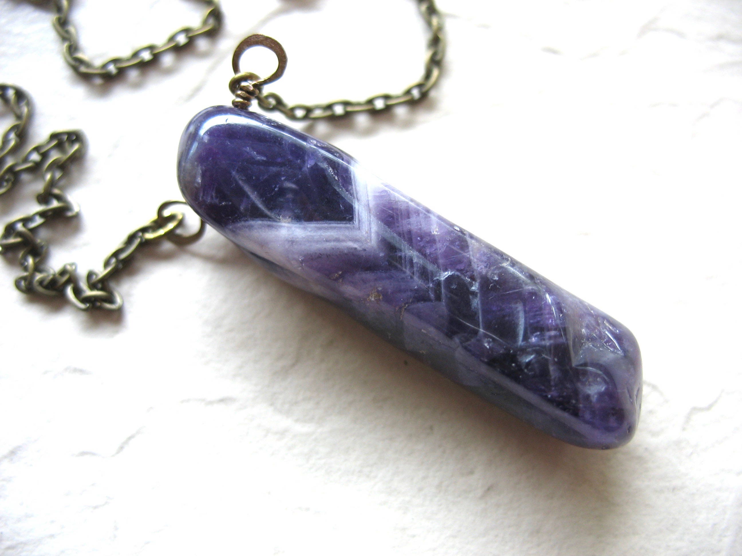 Amethyst Necklace Amethyst Gemstone Pendant Statement Chain