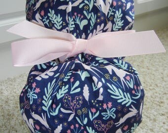 Turn Up Ponytail Scrub Hat in Magic Folk Navy