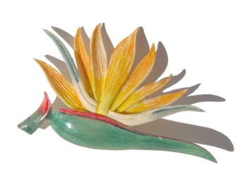 Vintage Bird of Paradise Flower Brooch John Roberts Ming’s Jewelry Style