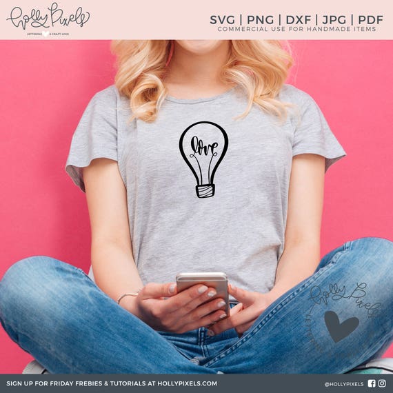 Download Love SVG Lightbulb Valentine SVG File for T-shirt Hipster Girl