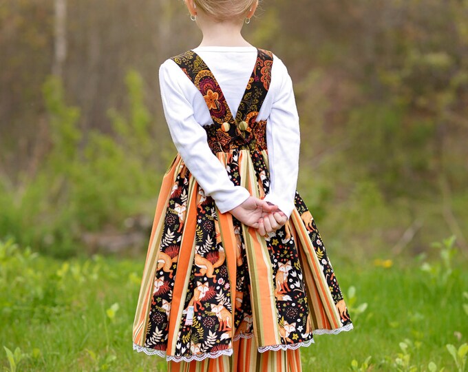 Back to School - Little Girls Dresses - Woodland Fox - Preschool - Birthday - Toddler - Boutique Dress - handmade sizes 12 months - 10 yrs