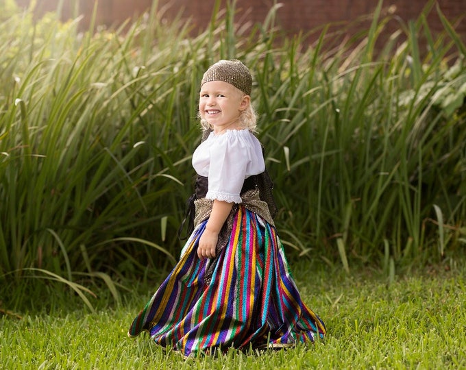 Gypsy Costume - Gypsy Skirt - Gypsy Birthday - Little Girls Birthday Outfit - Girls Peasant Top - Photo Prop - sizes 2t to 6 years