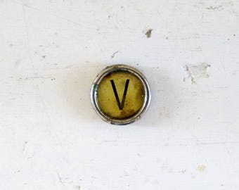 Typewriter key, letter V, vintage key, vintage supplies, cute key