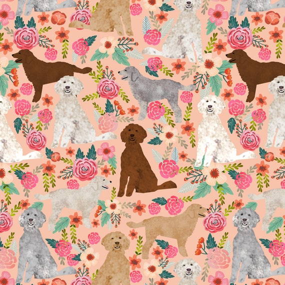 Doodle Dogs Fabric Golden Doodles Dog Floral Fabric Poodle