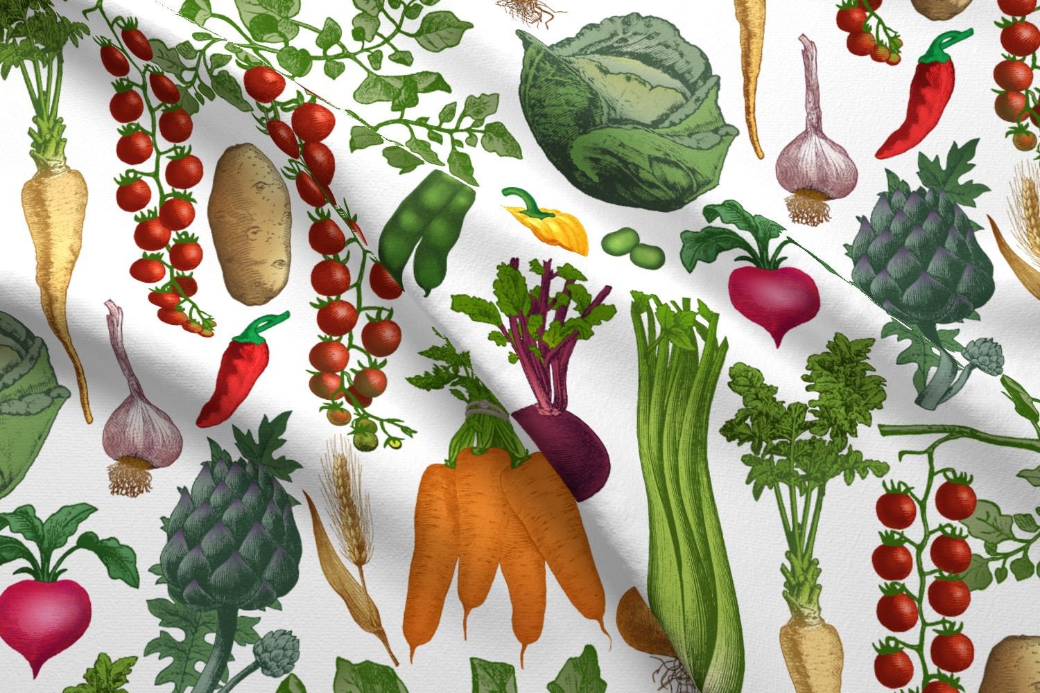 Summer Vegetables Fabric - Vitamins A To Zee By Stitchyrichie - Summer ...