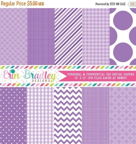 80% OFF SALE Purple Digital Paper Pack Personal & Commercial Use Scrapbooking Papers Instant Download Il_570xn