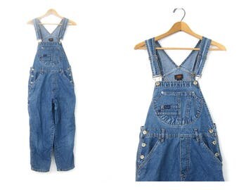Vintage Jean Bib Overalls Denim Carpenter 1990s Engineer Work Pants Blue Farmer Bibs workwear Jeans Women's Size Small