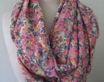 Summer Scarf ~ Infinity Scarf ~ Floral Scarf ~ Circle Scarf ~ Loop Scarf ~ Rose Scarf