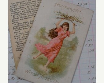ONSALE Rare Antique Medical Druggist Witch Hazel Lithograph Trading Card