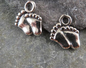 Itty Bitty Little Sterling Silver Baby Footprint Charms - One Pair