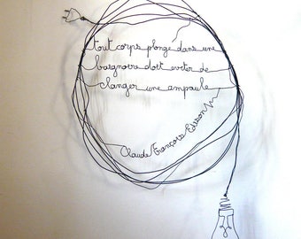 Message wire sculpture annealed steel strand Sissi. All body dipped in a bath should not change a bulb