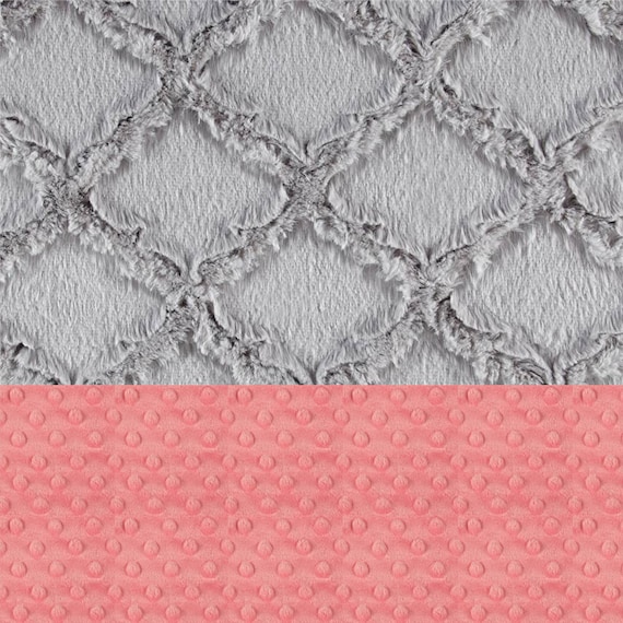 Minky Girl Baby Blanket, Coral Gray Lattice Personalized Baby Blanket - Nursery Decor Girl // Minky Baby Blanket // Name Baby Blanket