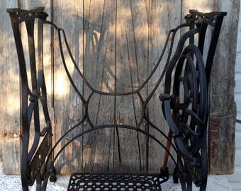 Antique Linington Treadle Sewing Machine Cast Iron Base Table Legs Ornate