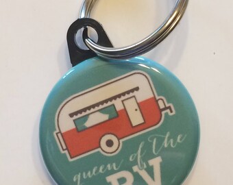 Camper camping queen of the rv keychain 1.25 inch
