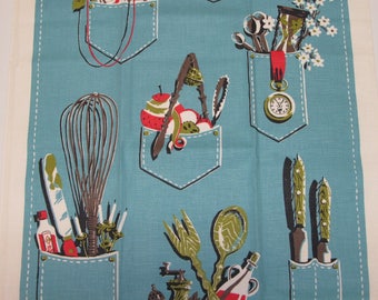 Vintage Tea Towel Denim Pockets Fieldcrest NOS