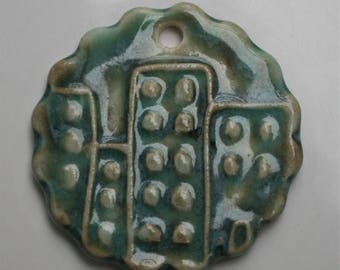 Handcrafted Green City Buildings Ceramic Pendant PEN400814