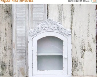 ON SALE White Rustic Wood Cabinet with Shelf~ Shabby Chic Bathroom Shelf~Shabby Chic~French Cottage~Rustic Cabinet