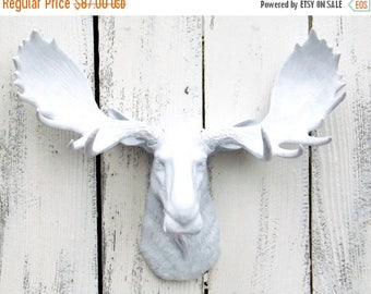ON SALE White Moose /Faux Taxidermy Moose Head / Moose Wall Decor /White Moose Head / Moose Head Wall Bust