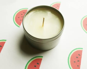 Watermelon Scented Candle - Vegan Candle - Homemade Candles - Natural Candles - Tin Candle - Container Candle - Holiday
