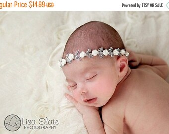 12% off Rose crown headband Newborn Headbands Baby Headband adult headband Baby Hairbow photo prop baptism headband - headband baby - Baby