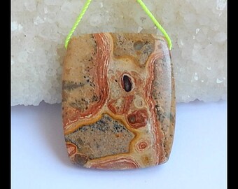 Yellow Spot Stone Pendant Bead, 34x28x7mm, 12.3g(k0139)