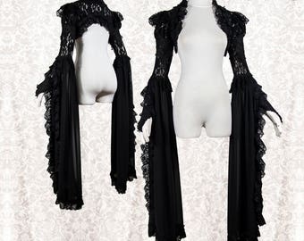Shrug Nimbata black, goth bolero, gothic wedding, victorian sample pre-sale, approx size S, Somnia Romantica by Marjolein Turin