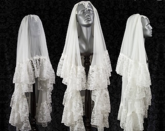 Veil Nimbata ivory, off white, victorian, elven, fantasy wedding, sample pre-sale, Somnia Romantica by Marjolein Turin