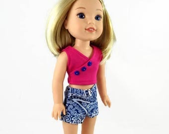 14 inch doll clothes, Shorts, top, doll clothes, designed to fit like wellie wishers™ doll clothes, summer outfit