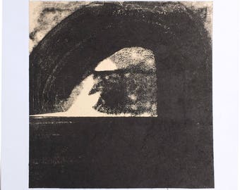 Art Print . Abstract . Black white + tan Decor. Trace 15 Print Size 11" x 11" . unframed .
