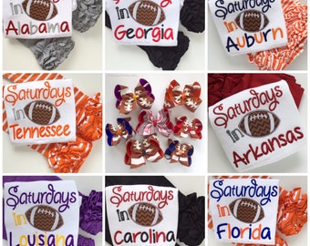 Girls Football Shirt or bodysuit - Saturdays are for Football - choose your team colors, custom changes welcome