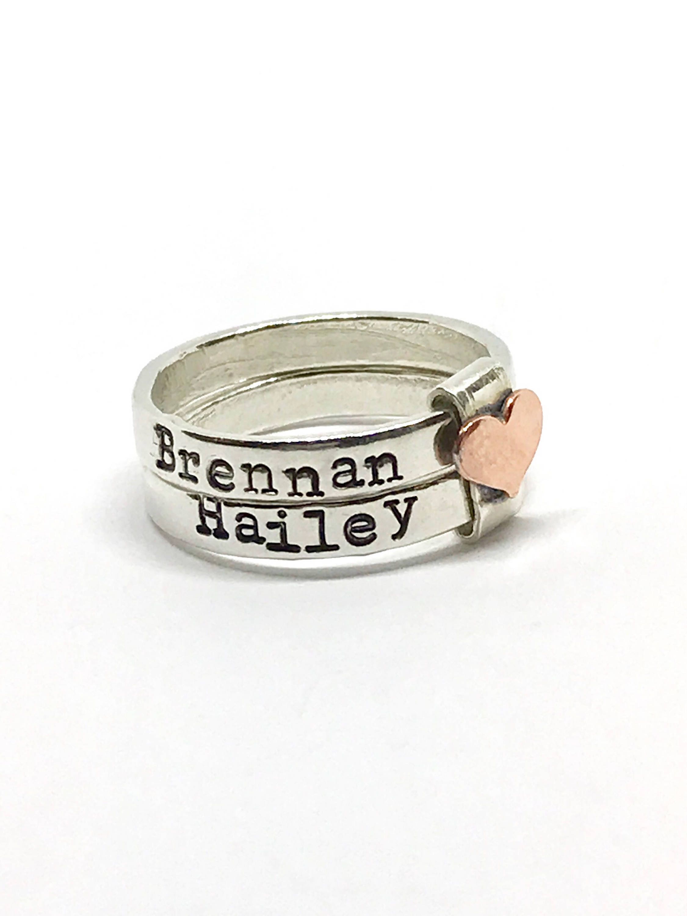 Stacking Kids Name Rings Sterling Silver Name Rings Mixed