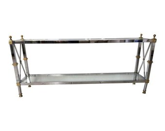 Chrome and Brass Maison Jansen Style Console Table