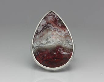 Bubble Lace Agate Ring, Lace Agate & Sterling Ring, Artisan Ring, Le Chien Noir, Unisex, Size 7.75