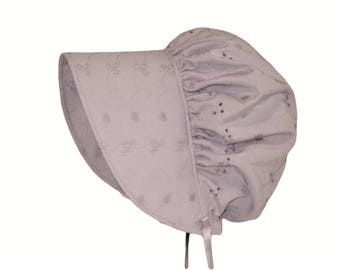 Eyelet Baby Bonnet In Mauve, Pink Or White, Sun Hat, Girl Sun Bonnet, Summer Bonnet, Newborn Hat, Infant, Toddler, Baby Gift, Made To Order