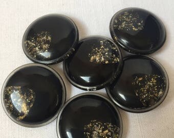Black & Gold Button SET OF 6