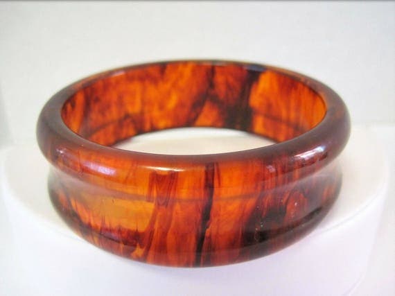 Bakelite Bangle - Root Beer Bangle Bracelet - Wide Bangle