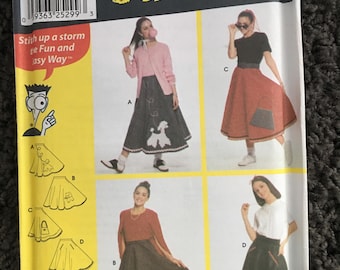 Simplicity Girls Teens Poodle Skirt Halloween Sewing Pattern 9926 UNCUT FF Size A