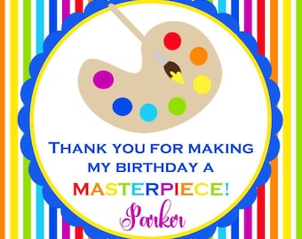 PRINTABLE - Painting/Art Party Favor Tag ( YOU PRINT) - Personalized - Painting Birthday Party Favors